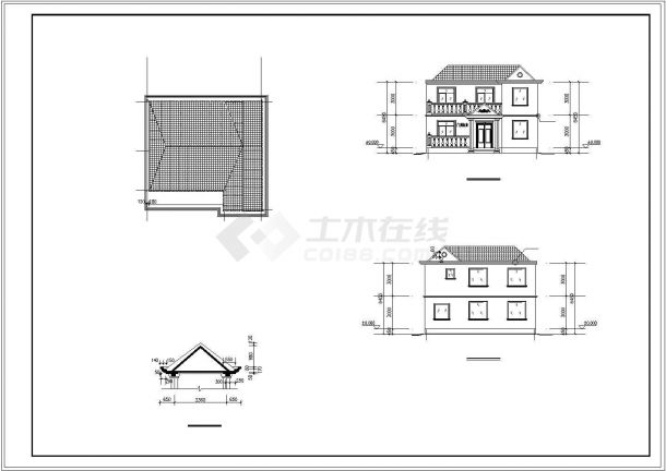 某二层独栋别墅cad建筑设计施工图（含效果图）-图二