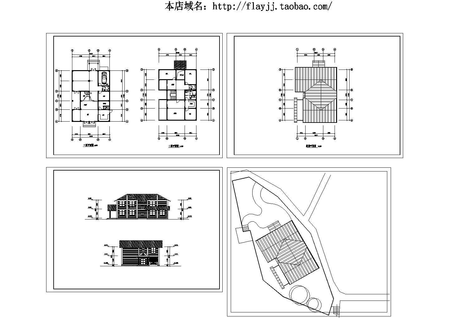 【浙江】某地2层木结构别墅全套建筑设计cad图【含平立面图】