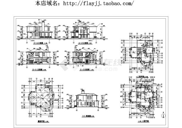 【杭州】某地2层别墅全套建筑设计cad图【含平立剖面图】-图一