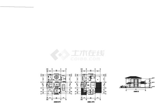 某地新农村2层别墅建筑设计方案图纸【各层平面 1立面】-图一
