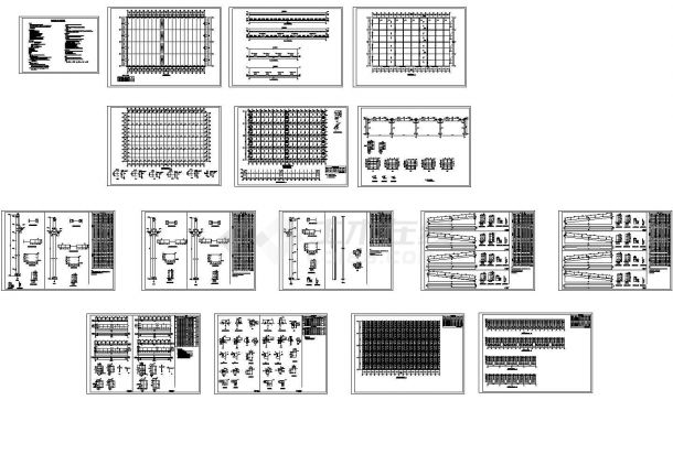 厂房设计_72米四跨钢结构厂房结构施工图（CAD，16张图纸）-图一