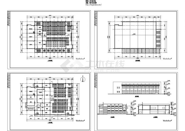 长46.5米 宽31.2米 2层学校食堂建筑方案设计图【平立剖】-图一