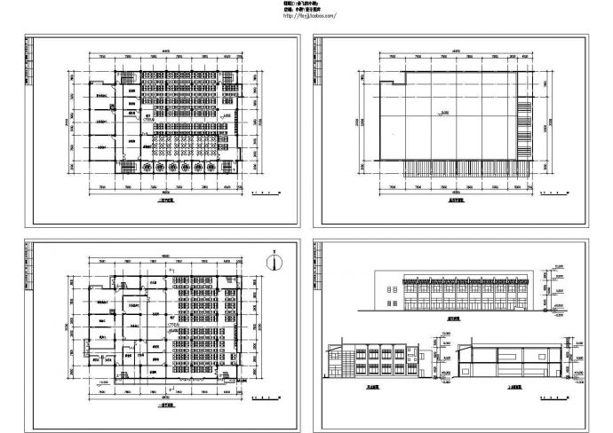 长46.5米 宽31.2米 2层学校食堂建筑方案设计图【平立剖】_图1
