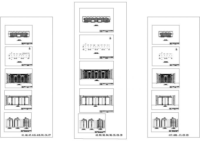 [泗洪县]某生态型居住区六层住宅楼建筑方案图（3组）_图1