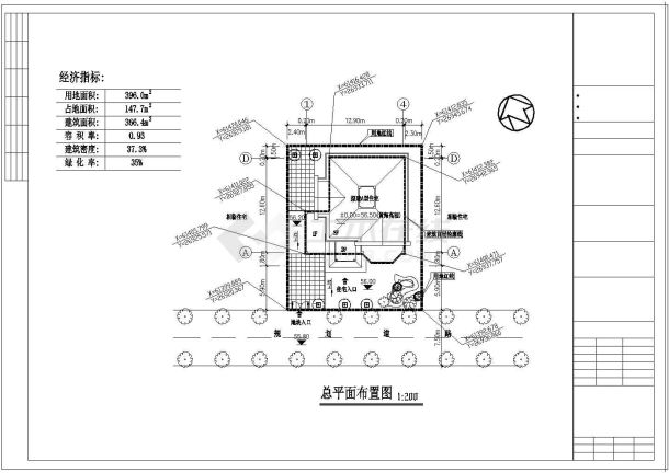 三层单家独院式别墅cad建筑设计施工图-图一