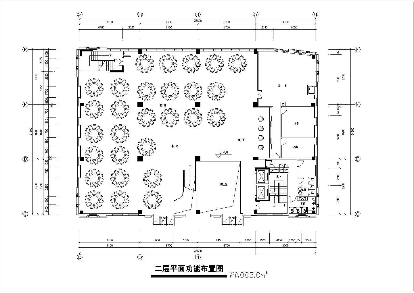 广州某五星级酒店全套建筑平面图(含平面功能布置图，平面功能放线图)