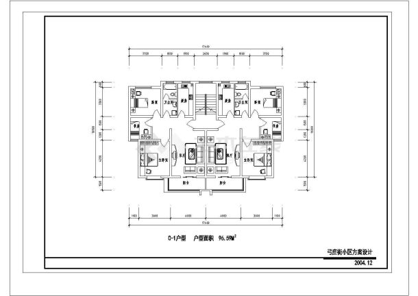 多层小区规划总图加户型cad图纸设计-图二