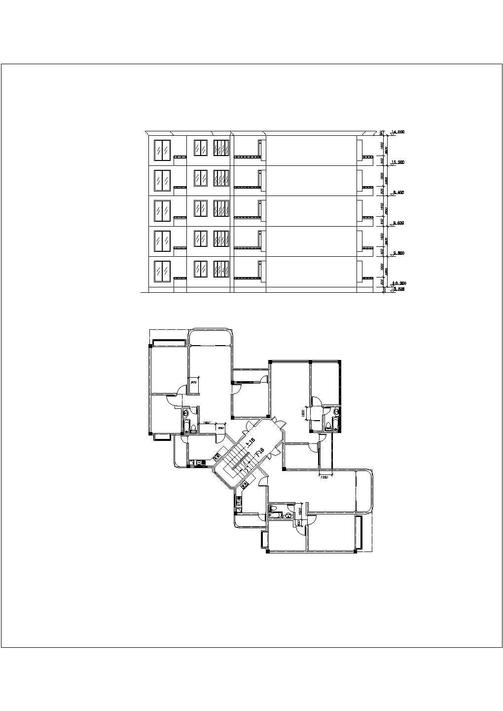 【南京】某中式风格多层住宅全套建筑平剖面图(含标准层平面图，首层平面图，顶层平面图)