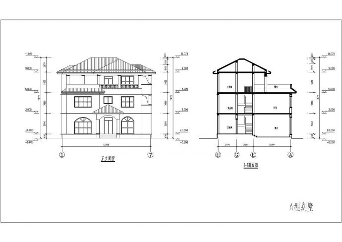 三层独栋别墅建筑施工设计图附效果图_图1