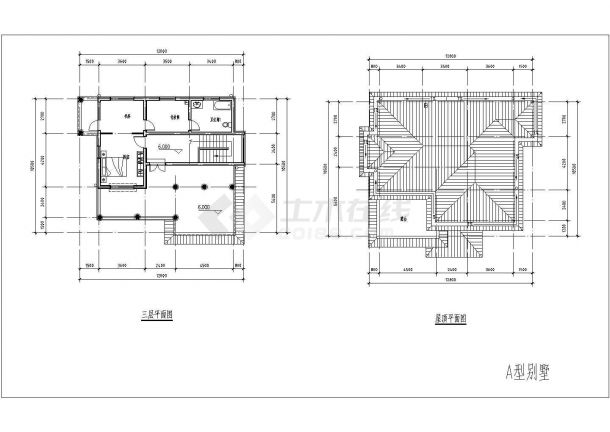 三层独栋别墅建筑施工设计图附效果图-图二