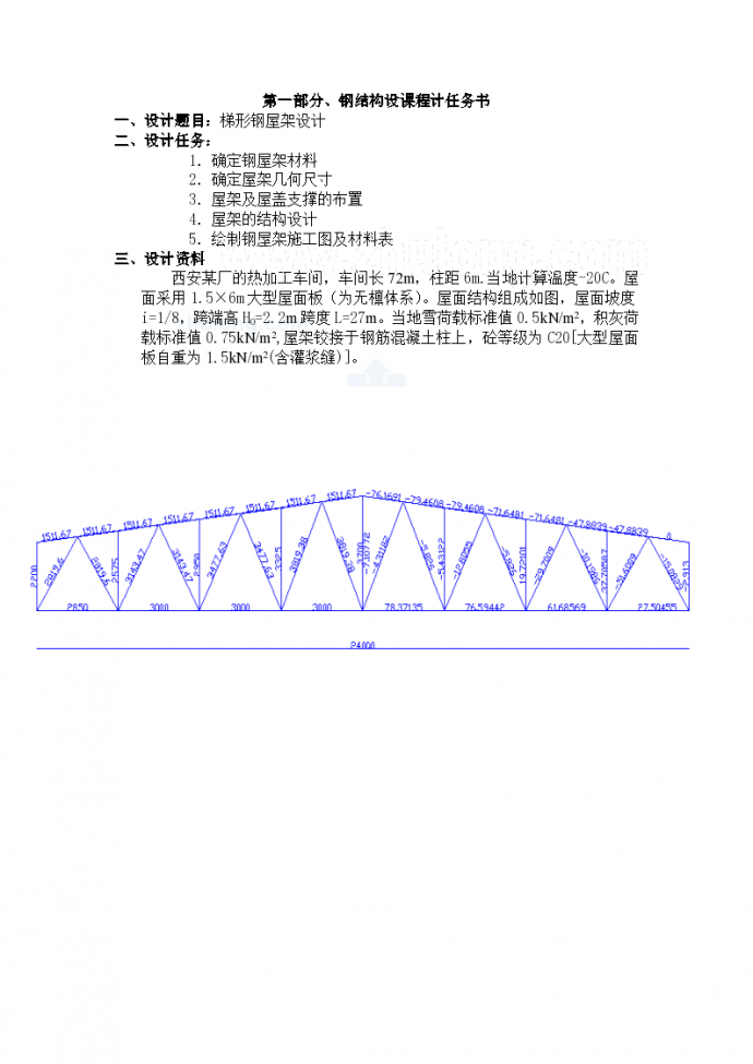 [学士]梯形钢屋架设计计算书_图1
