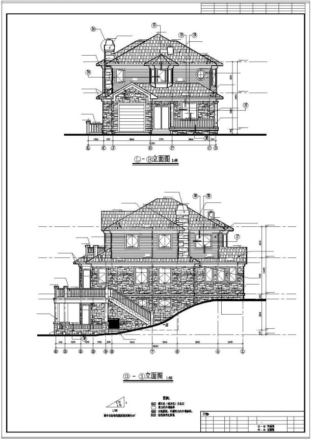 某三层独栋别墅cad建筑设计施工图-图二