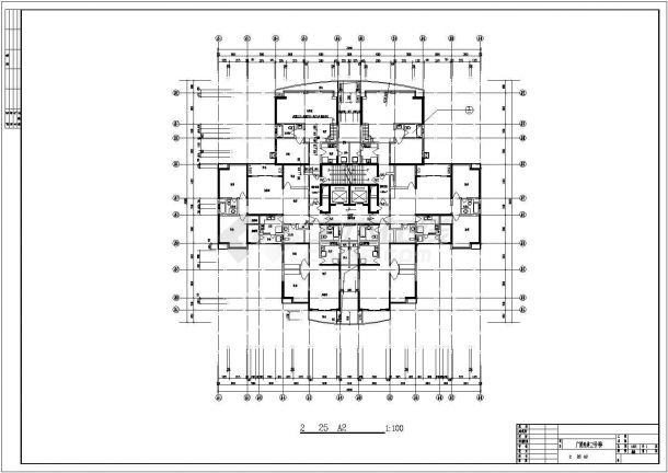 广厦某经典高层住宅全套建筑平面cad图纸(含住宅复式底层平面图)-图二