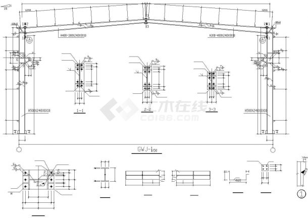 某地38x21m 单层钢制品厂钢结构车间结施全图（设计说明）-图二