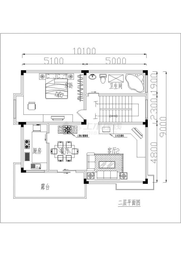 上海某别墅区两套独栋别墅户型方案设计cad平面图（含说明及效果图）-图二