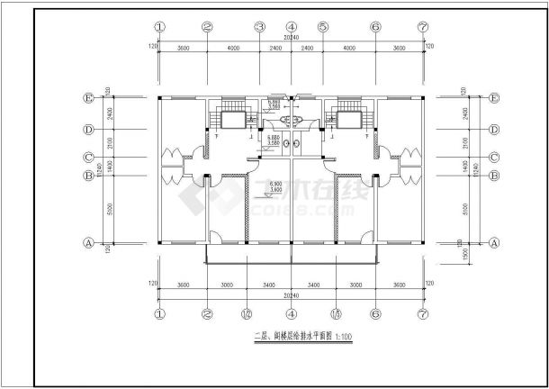 某 2+1阁楼层双拼别墅给排水设计CAD图-图一