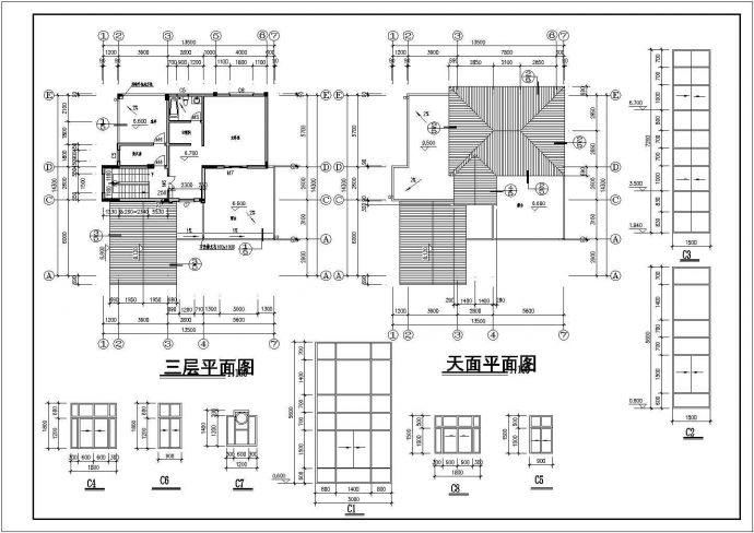 某地区占地面积190平米高度9米单家独院式别墅建筑设计CAD图（含设计说明）_图1
