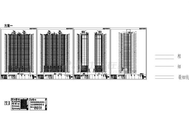 某豪华多层框架结构住宅楼建筑设计cad全套施工图（标注详细）-图一