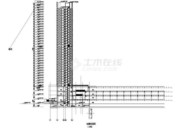 办公楼设计_[四川]超高层L型塔式综合办公楼建筑施工图-图一