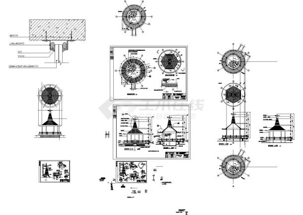 各种亭子建筑工程设计CAD施工设计图纸-图一