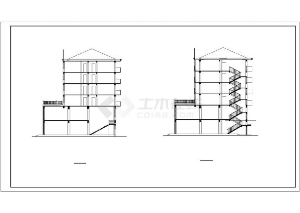 3750平米6+1层框混结构商住楼建筑设计CAD图纸（1-2层商用）-图二