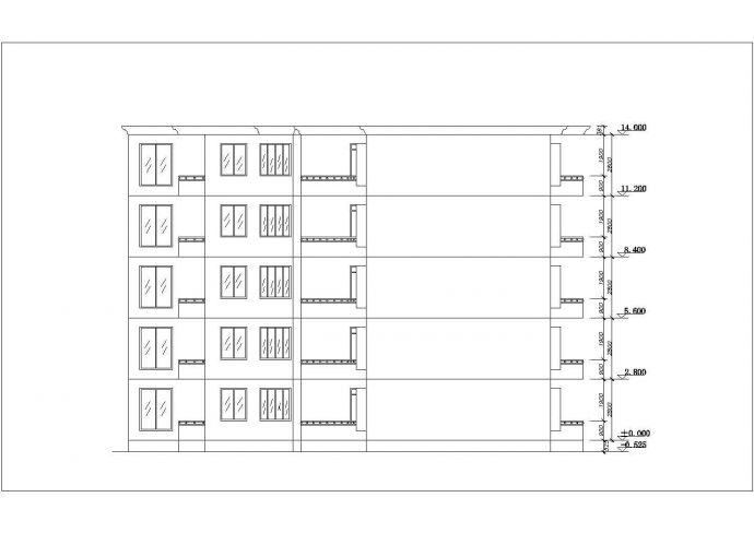 某小区1000平米五层砖混结构住宅楼平立面设计CAD图纸（1层2户）_图1