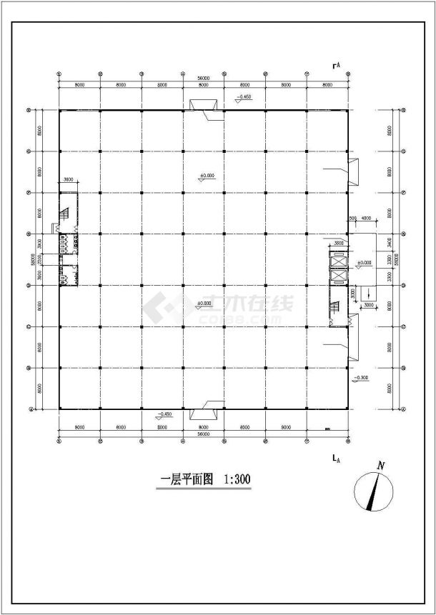 深圳某工厂1.2万平米左右4层框架结构生产厂房平立剖面设计CAD图纸-图一