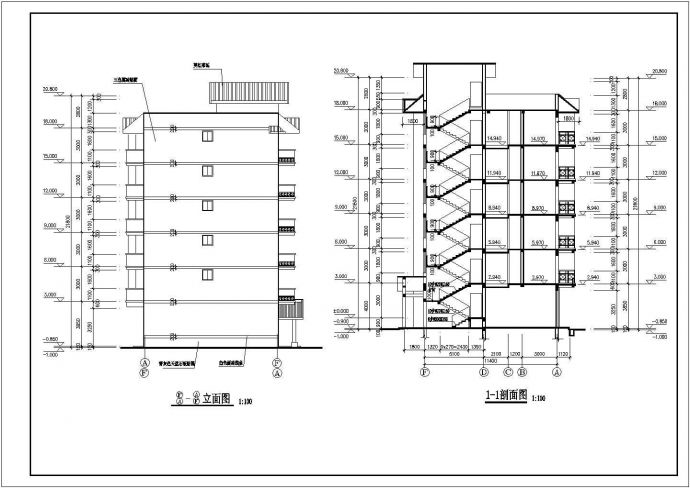 4200平米左右底框砖混结构商住楼建筑设计CAD图纸（底层商铺）_图1