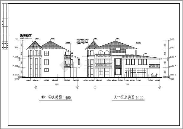 唐式别墅全套建筑设计施工CAD图-图一