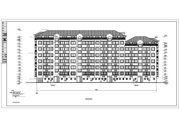 4800平米8层框架结构住宅楼建筑设计CAD图纸（含阁楼和车库层）-图二