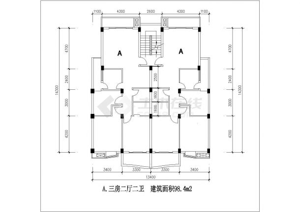 宁波市某新建小区80-150平米左右的热门户型设计CAD图纸（19张）-图二