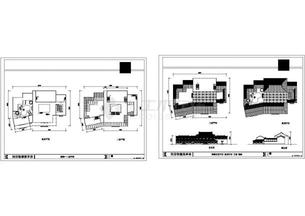 西安长安区某遗址公园民俗建筑设计CAD施工图-图二