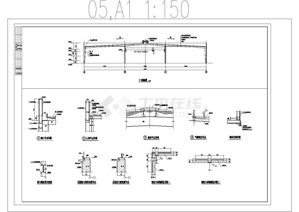 5351平米单层全钢结构多跨带吊车厂房结施图，共二十一张-图二