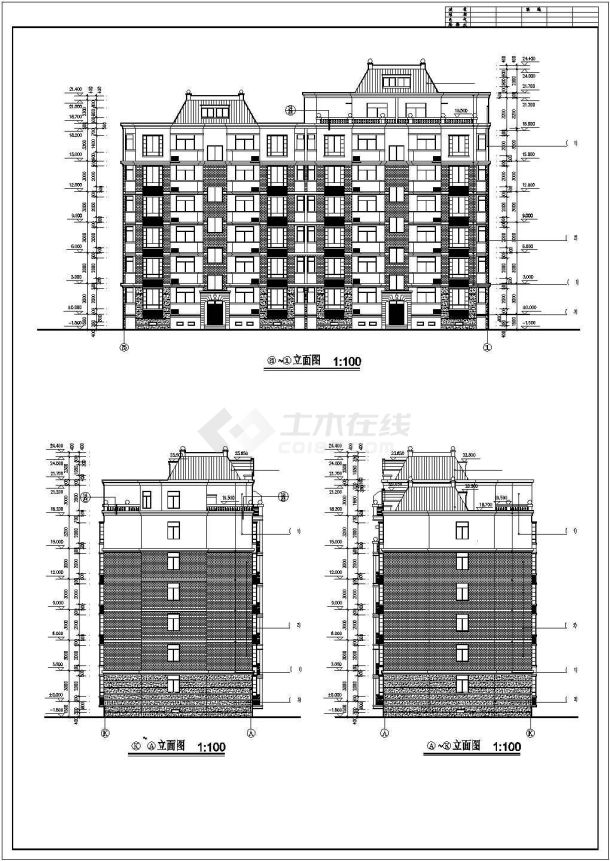 常州某小区2800平米6层砖混结构住宅楼建筑设计CAD图纸（带阁楼）-图二