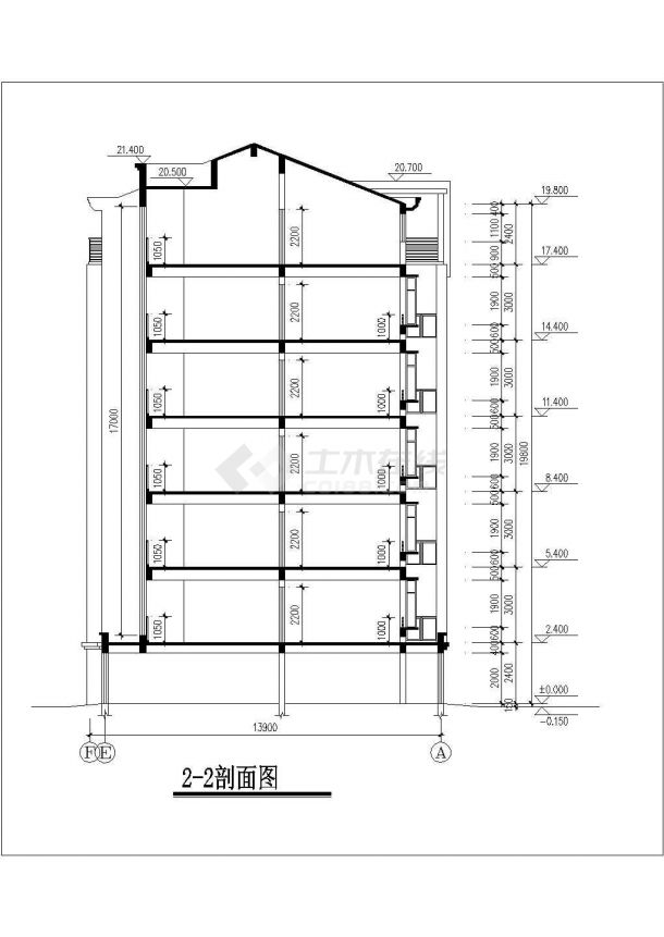 3900平米7层框架结构住宅楼建筑设计CAD图纸（底层为车库）-图一