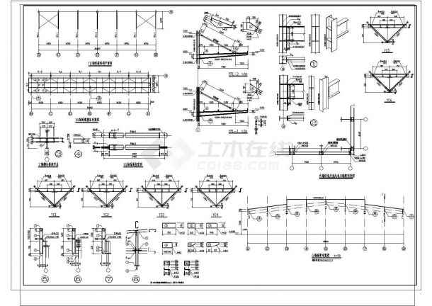 4853.4平米钢结构单层工业厂房建施结施CAD图-图一