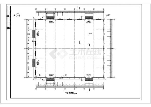 48m跨4853.4平米钢结构单层工业厂房建施结施设计CAD图-图一