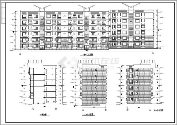 长沙市某小区占地690平米6层砖混结构住宅楼全套建筑设计CAD图纸-图二