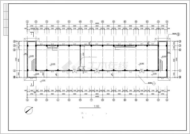 深圳某工厂占地500平米五层框架结构宿舍楼建筑设计CAD图纸-图二