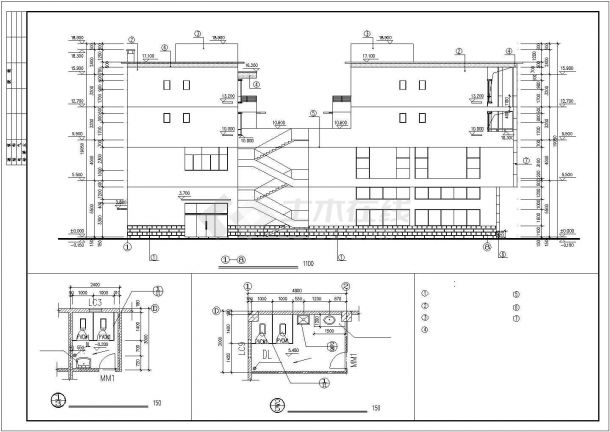 某小区2500平米左右四层框混结构住宅楼全套建筑设计CAD图纸-图一