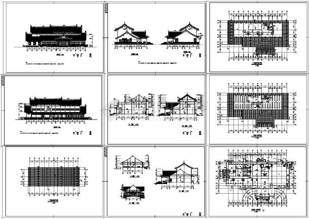 某三层仿古图书馆建筑施工图（CAD，8张图纸）-图二