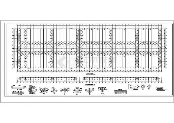30100平米单层钢结构钢管制造厂车间建施结施设计cad图-图一