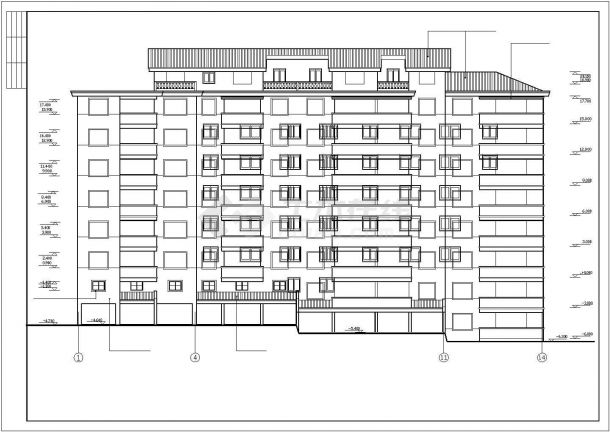 5900平米7层框混结构商住楼全套建筑设计CAD图纸（底层商用）-图一