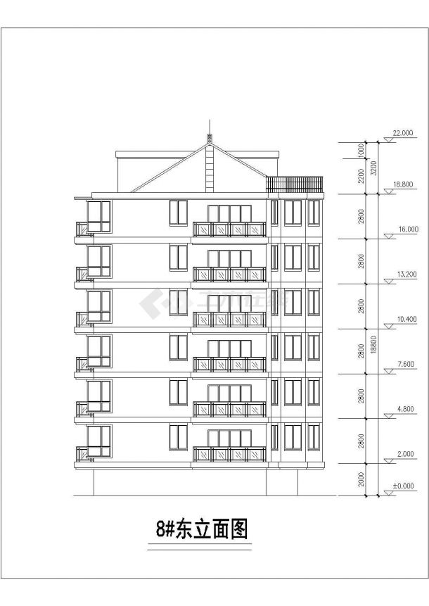 厦门市某小区6+1层框混结构住宅楼平立剖面设计CAD图纸（含阁楼）-图一