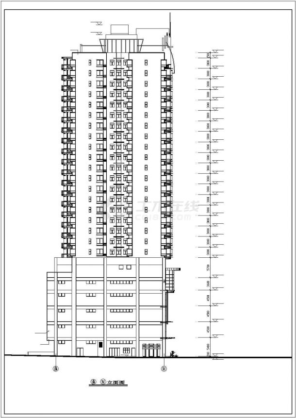 占地1900平米两栋25层联排商住楼建筑设计CAD图纸（1-5层商用）-图二