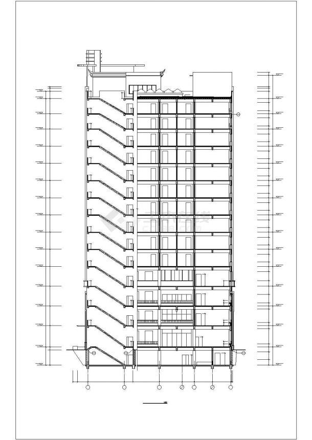 蚌埠市某小区14层框架结构住宅楼全套立剖面设计CAD图纸-图一