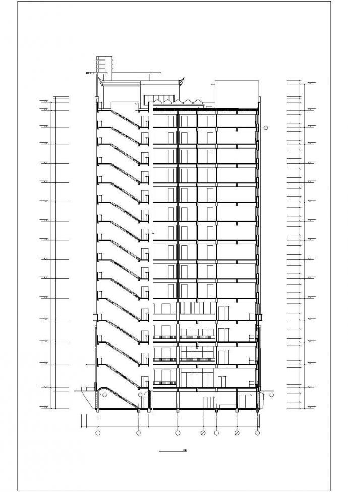 蚌埠市某小区14层框架结构住宅楼全套立剖面设计CAD图纸_图1