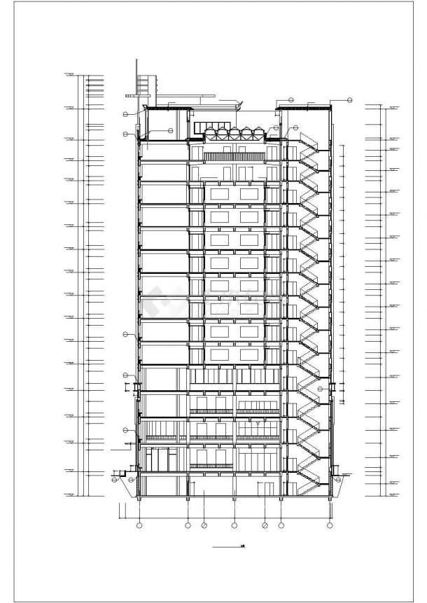 蚌埠市某小区14层框架结构住宅楼全套立剖面设计CAD图纸-图二