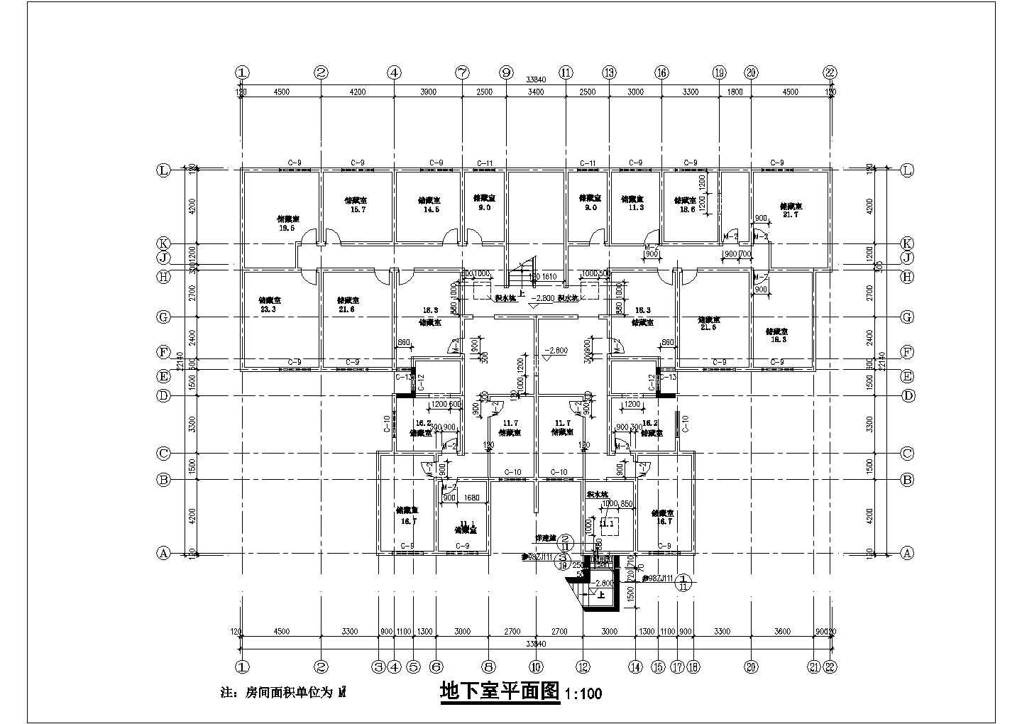 2900平米6层框混结构住宅楼全套平面设计CAD图纸（含地下室/1层4户）