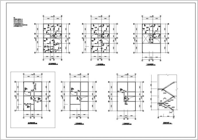 某村镇285平米3层砖混结构单体别墅建筑+结构设计CAD图纸_图1